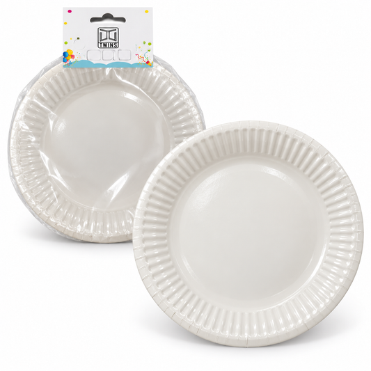 TWINS White Party Plates – Large || أطباق حفلات بيضاء – كبير