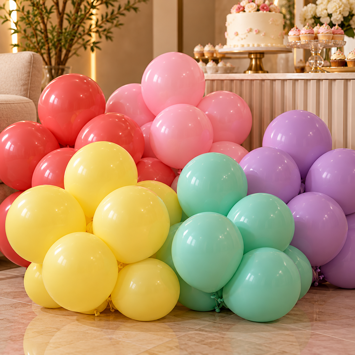 Balloon Bag Pastel Colors 50 – inflated balloon party clusters || بالونات باستيل منفوخة لتزيين الحفلات