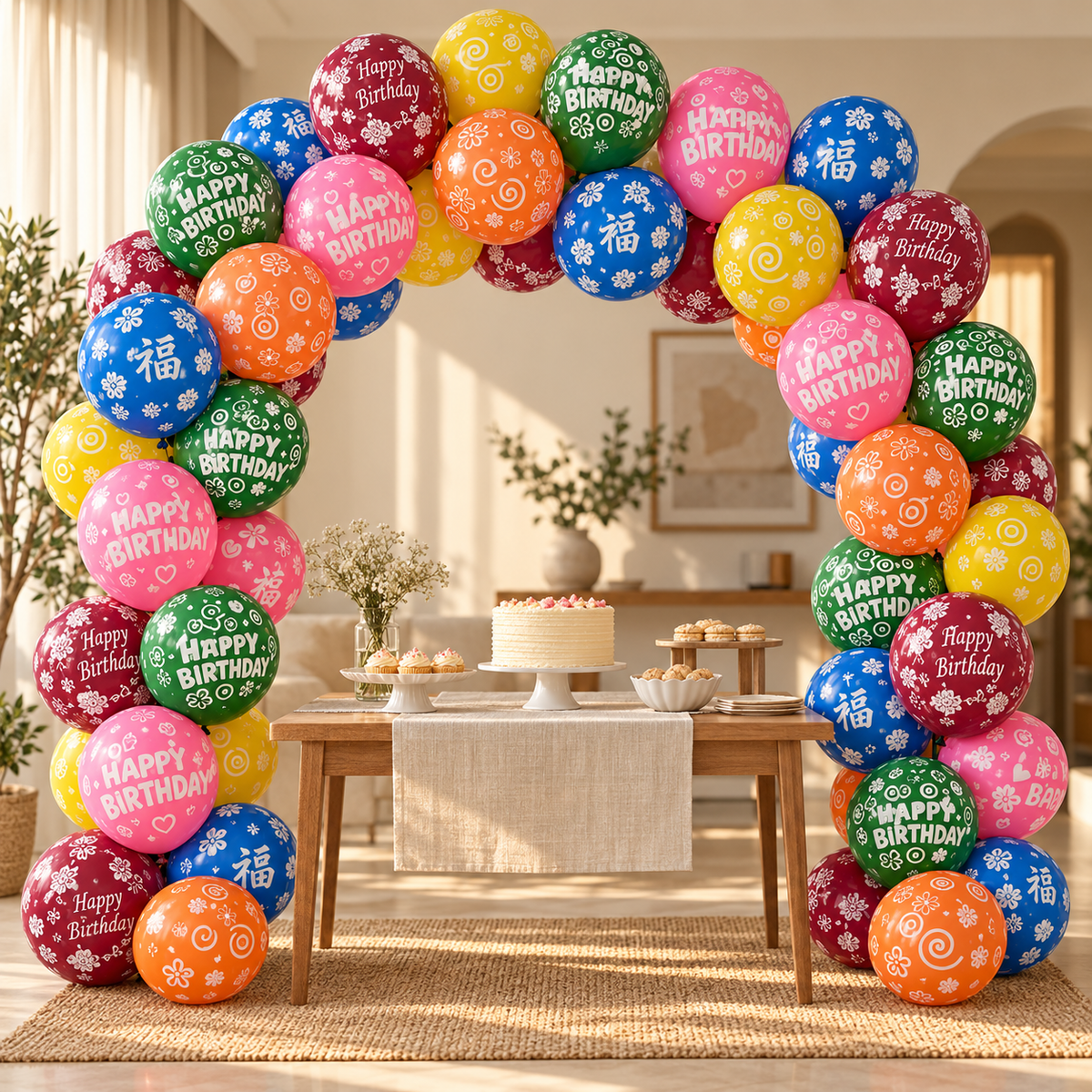 Balloon Bag Printed 100 || كيس بالونات ١٠٠ حبة مطبوع — inflated balloons in a party setting