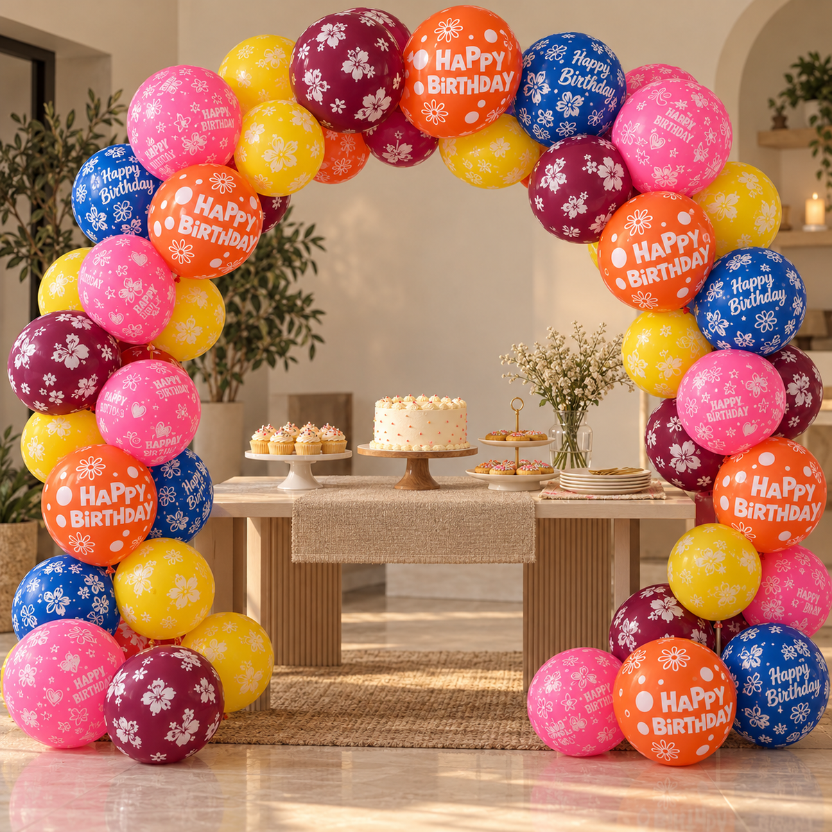 Balloon Bag Printed 50 || كيس بالونات ٥٠ حبة مطبوع — inflated balloons in a party setting