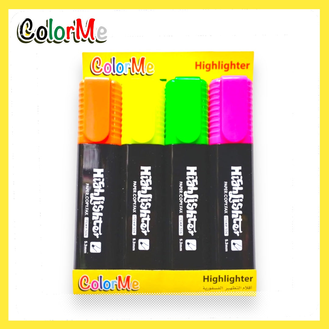A&T Color Me Highlighter 4 Pack || باكيت اقلام فسفوري هايلايتر كولور مي
