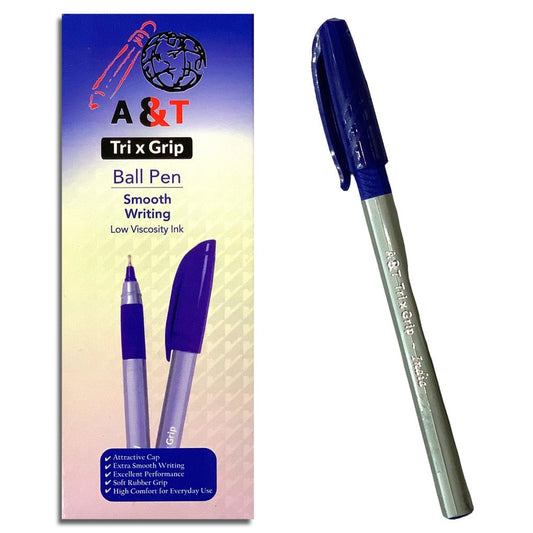 A&T Ball Pen Tri x Grip Pack of 10 Pens || علبة اقلام حبر شد ١٠ حبةض