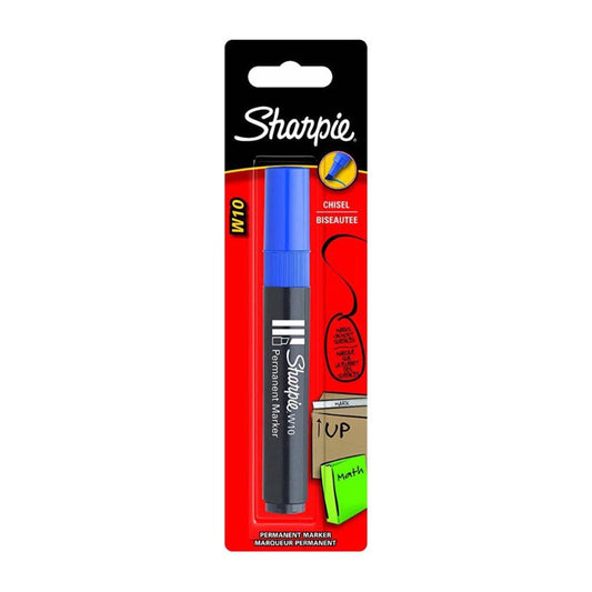 Sharpie W10 Blue Permanent Marker Chisel Tip || قلم ثابت شاربي لون ازرق راس مشطوف