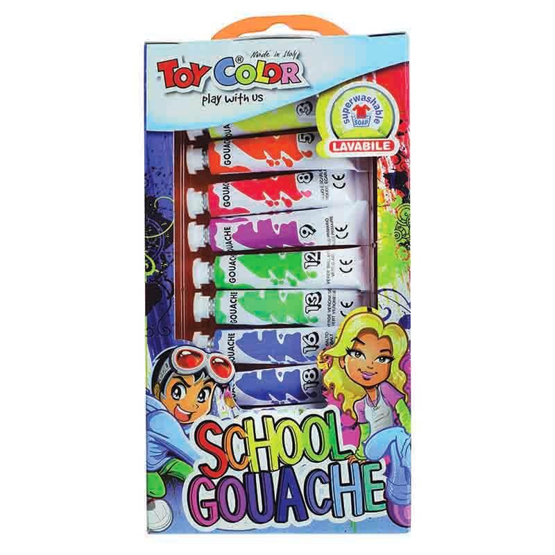 Toy Color School Gouache 12 Color Pack || الوان قواش توي كولور ١٢ لون