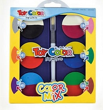 Toy Color Watercolors 6 two-colored tablets || الوان مائيه اقراص ثنائية اللون توي كولر الايطاليه