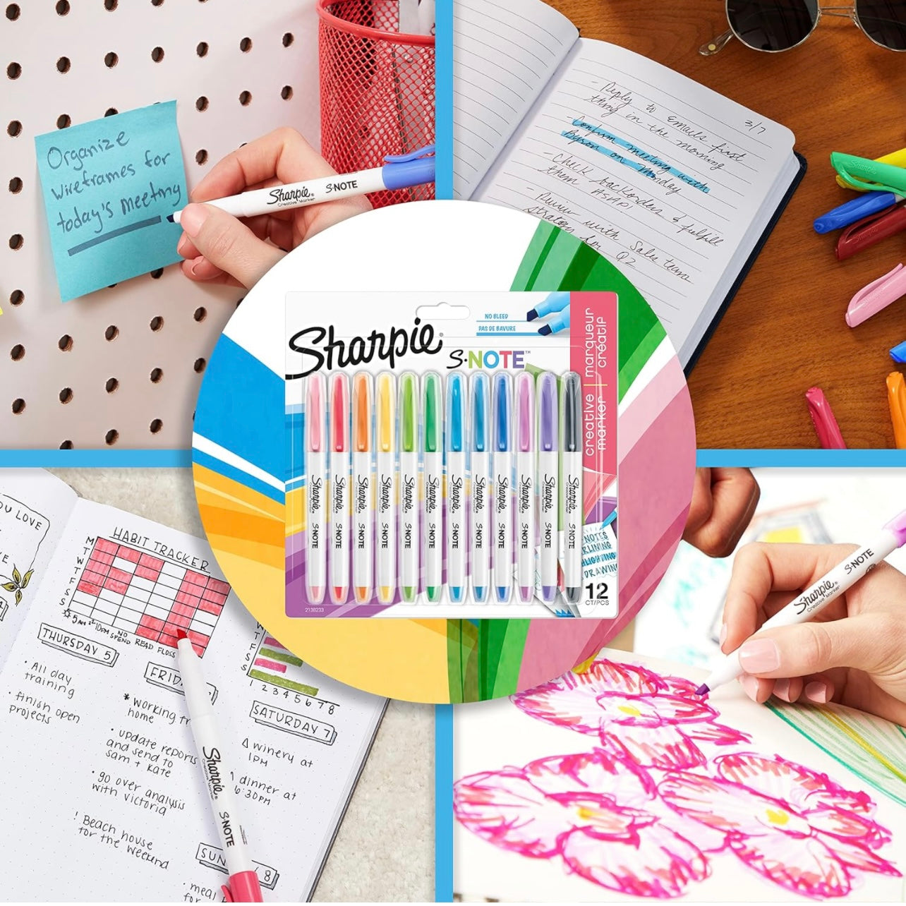 Sharpie S-Note Creative Colouring Highlighter Pens 12 Colors || مجموعة الوان شاربي ١٢ لون اس نوت