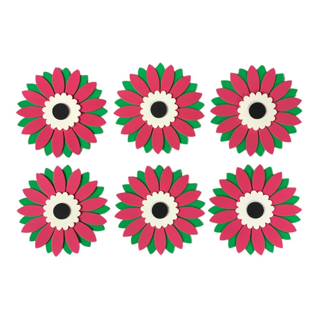 Red Jumbo Felt Flowers 6 Pcs || ورد وبري جامبو ٦ حبة لون احمر