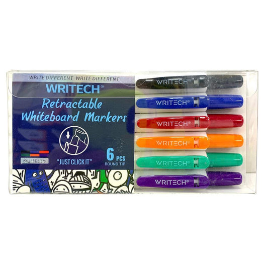 Writech Retractable Whiteboard Markers 6 pcs || اقلام صبورة وايت بورد 6 لون رايتيك