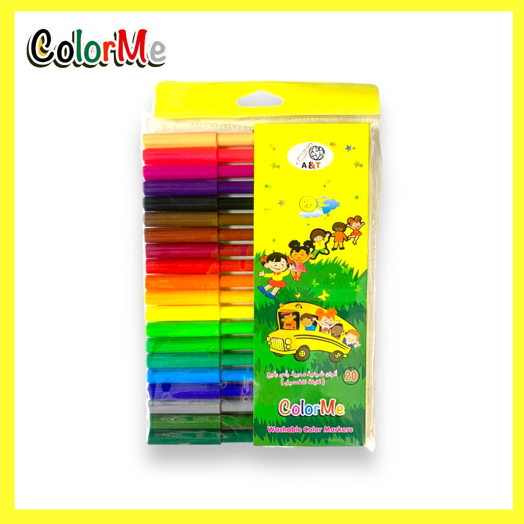 A&T Color Me Flexible Felt Pen Colors 20 Colors  || الوان شينية مرنة كولور مي 20 لون