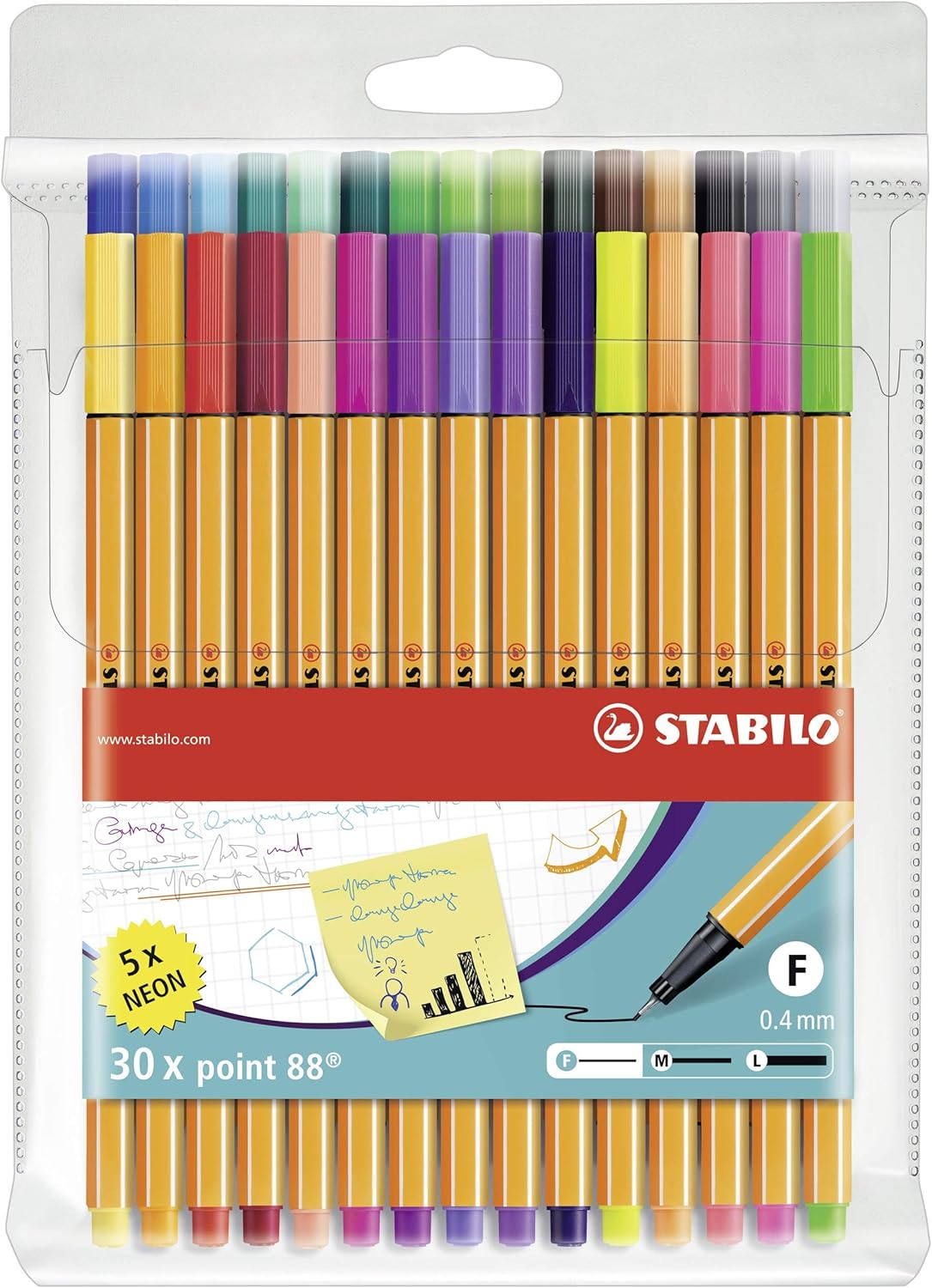 fineliner stabilo point 88 pack of 30 Colors || مجموعة الوان ستابيلو 30 لون راس ضعيف