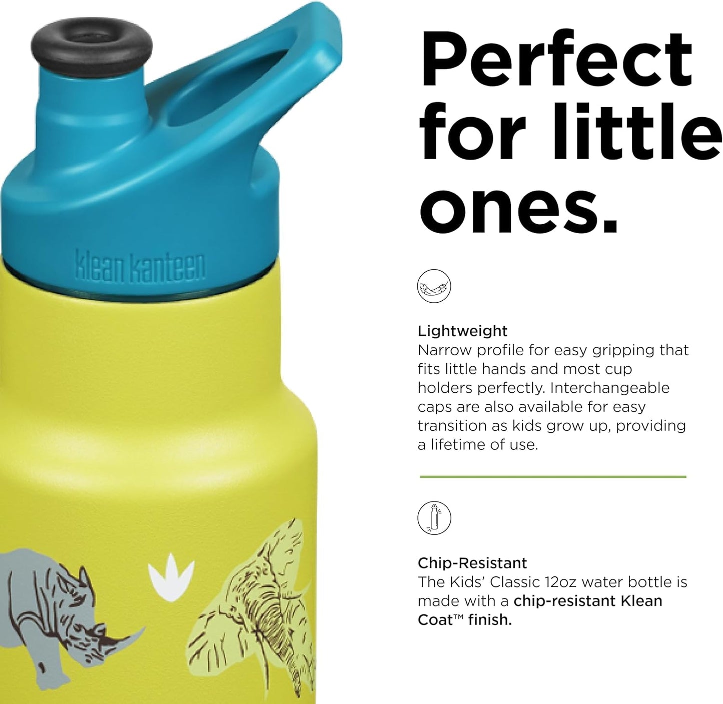 Klean Kanteen Kid Classic Narrow 355ml (w/ Sippy Cap) Safari || مطارة ماء كليين كانتيين 355 مل شكل سفاري