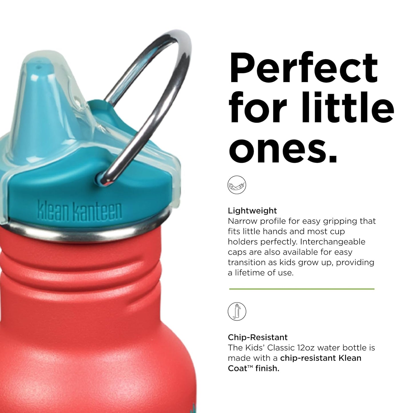 Klean Kanteen Kid Classic Narrow 355ml (w/ Sippy Cap) Coral Strawberries || مطارة ماء كليين كانتيين 355 مل شكل فراوله