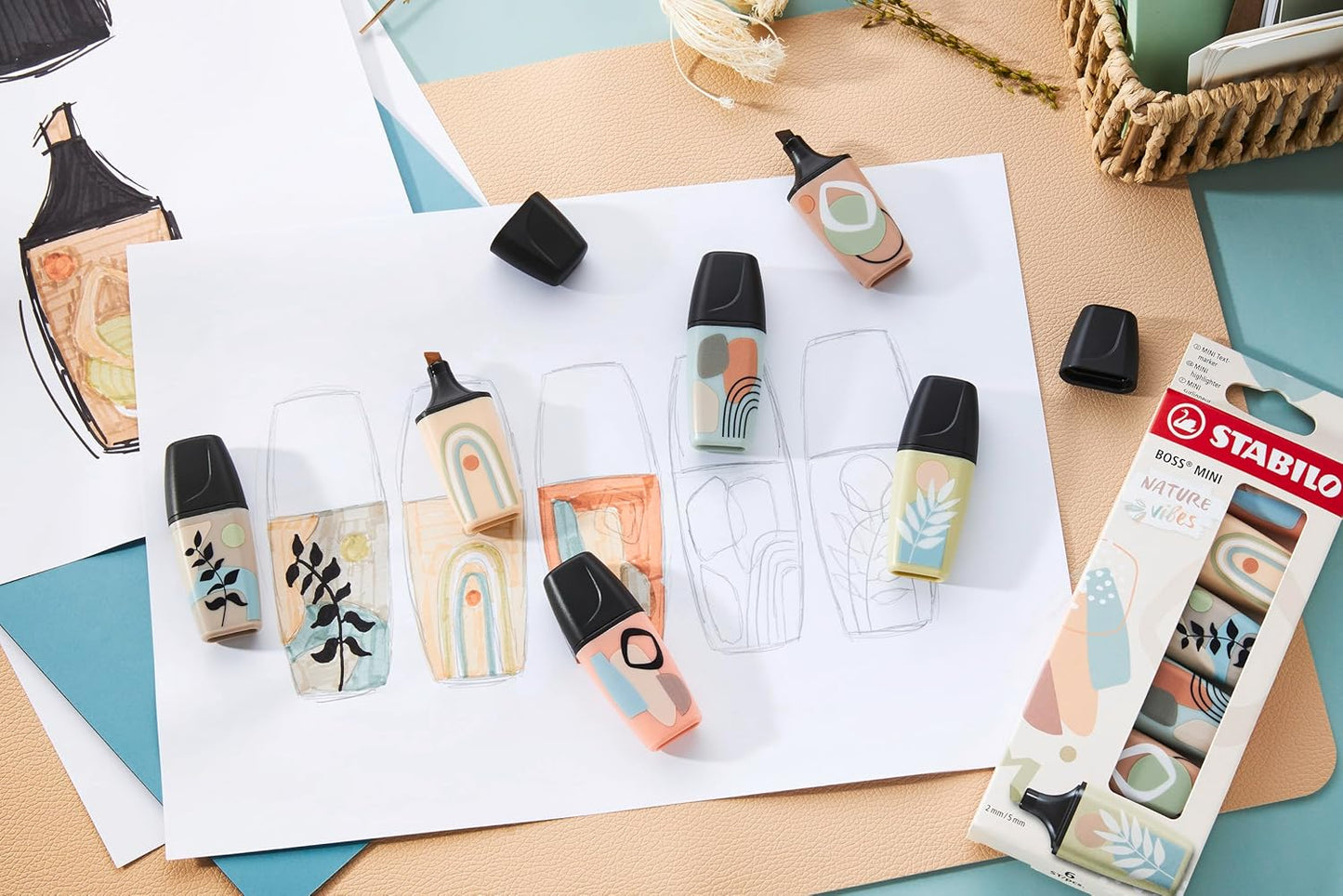 Stabilo Pastel Mini Highlighter Set 5 Colors || مجموعة اقلام فسفوري هاسلايتر ستابيلو باستيل 5 لون