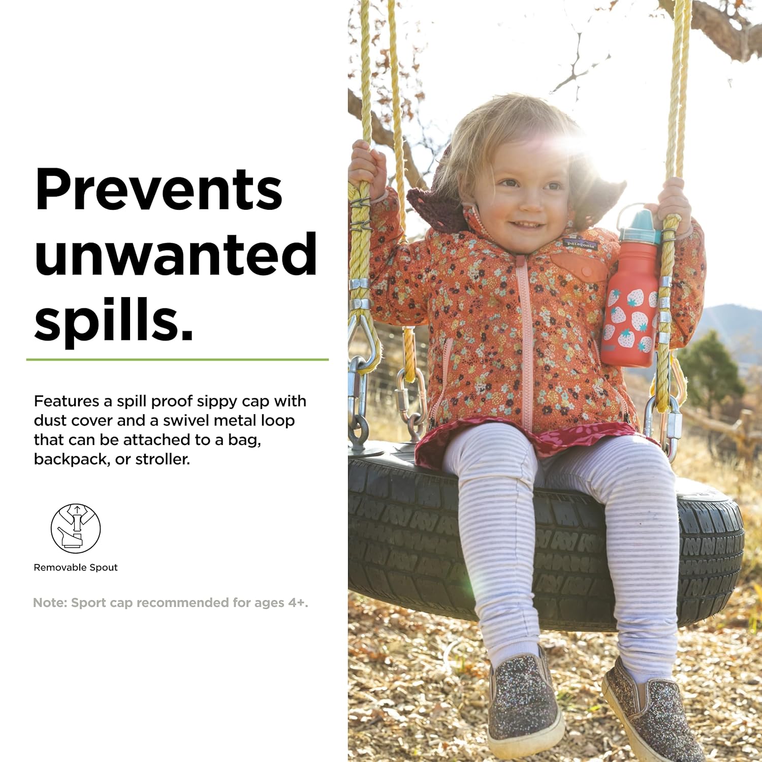 Klean Kanteen Kid Classic Narrow 355ml (w/ Sippy Cap) Coral Strawberries || مطارة ماء كليين كانتيين 355 مل شكل فراوله