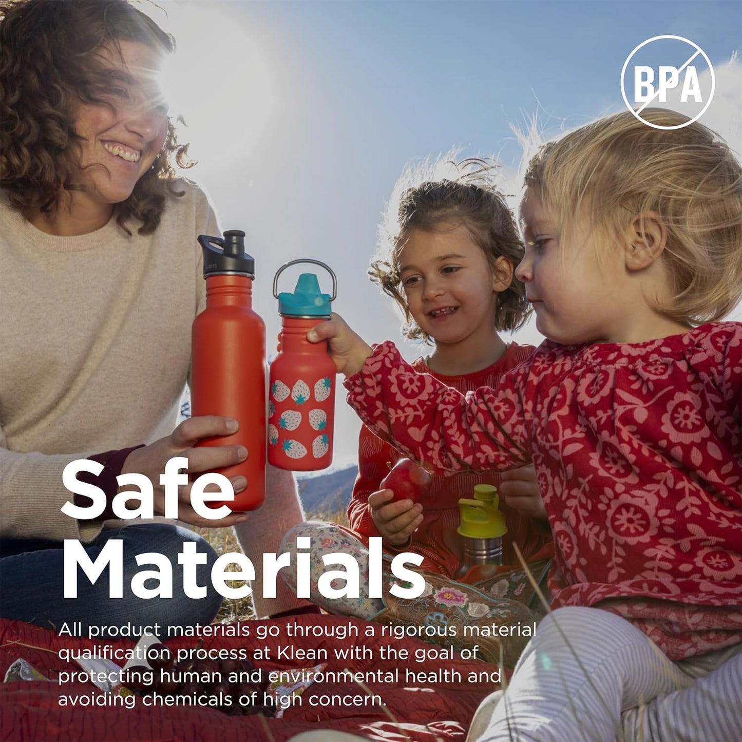 Klean Kanteen Kid Classic Narrow 355ml (w/ Sippy Cap) Coral Strawberries || مطارة ماء كليين كانتيين 355 مل شكل فراوله