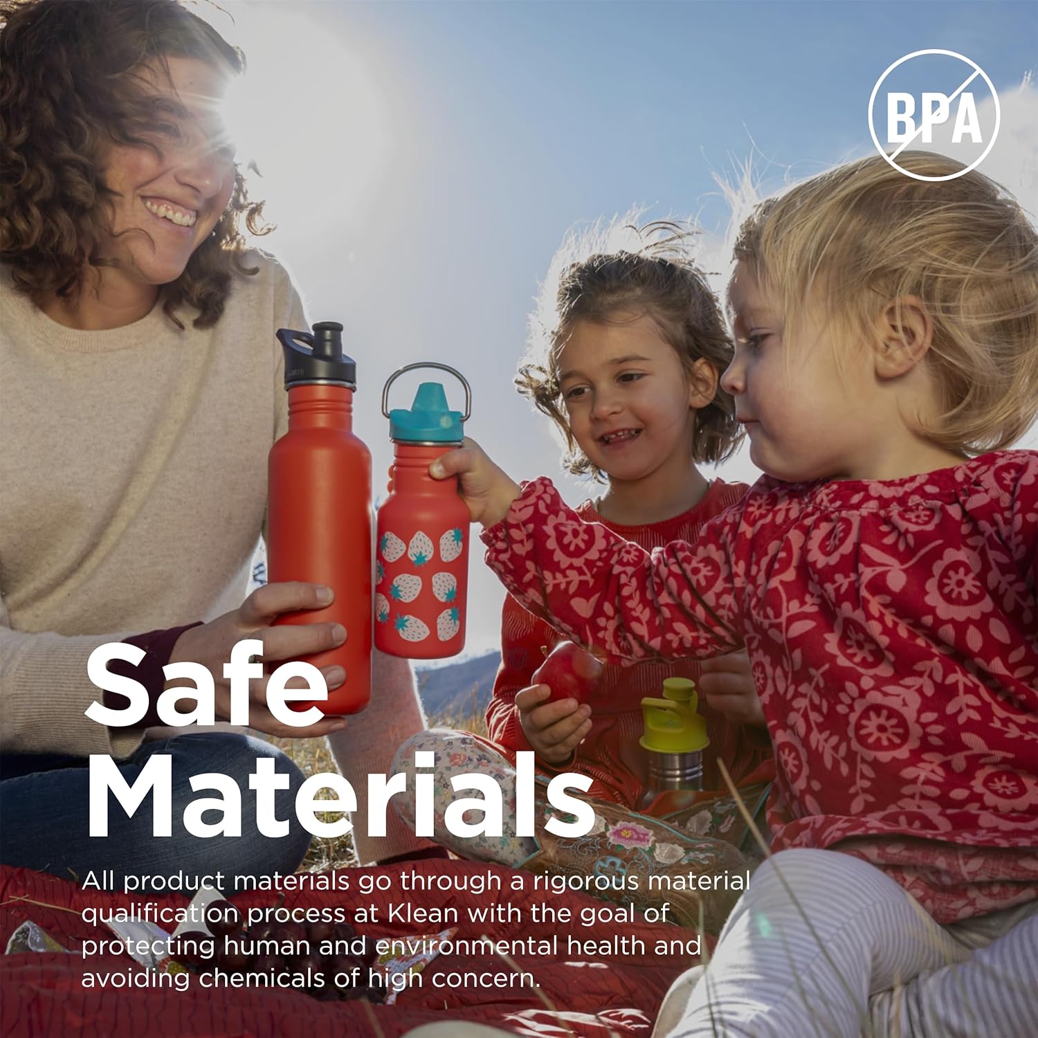 Klean Kanteen Kid Classic Narrow 355ml (w/ Sippy Cap) Coral Strawberries || مطارة ماء كليين كانتيين 355 مل شكل فراوله