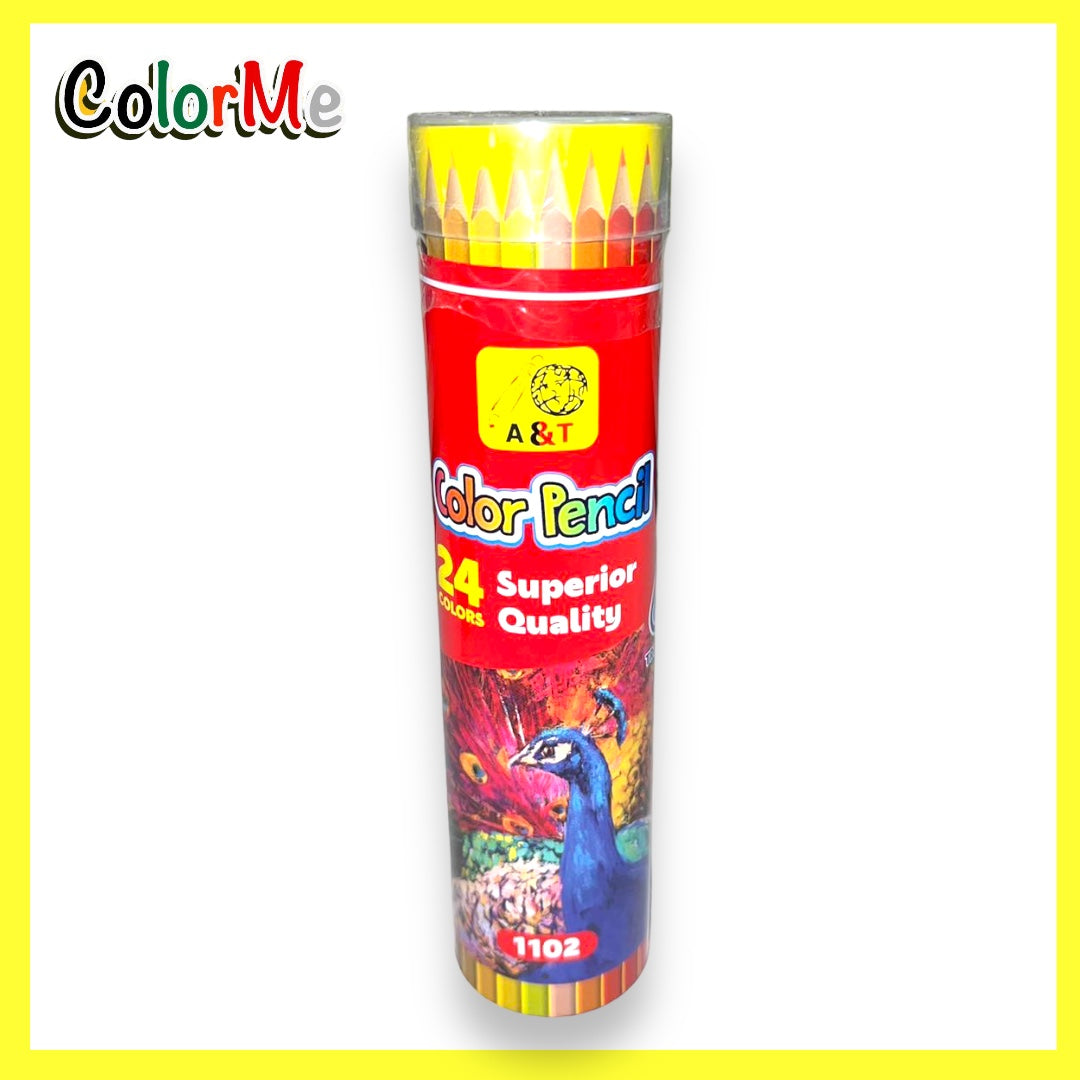 A&T Color Me Colored Pencils 24 Color Cylinder || الوان خشبية ٢٤ لون اي اند تي كولور مي⁩