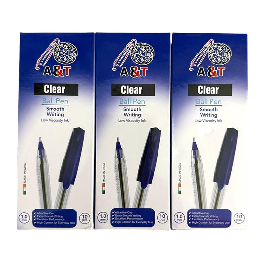 A&T Clear Ball Pen Offer 3 in 1 || باكيج اقلام حبر اي اند تي كلير ٣ في ١