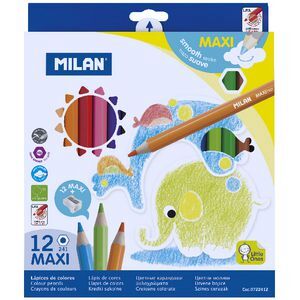 Milan Maxi Hexagonal Coloured Pencils 12  || الوان خشبيه سداسية الشكل ماركة ميلان 12 لون