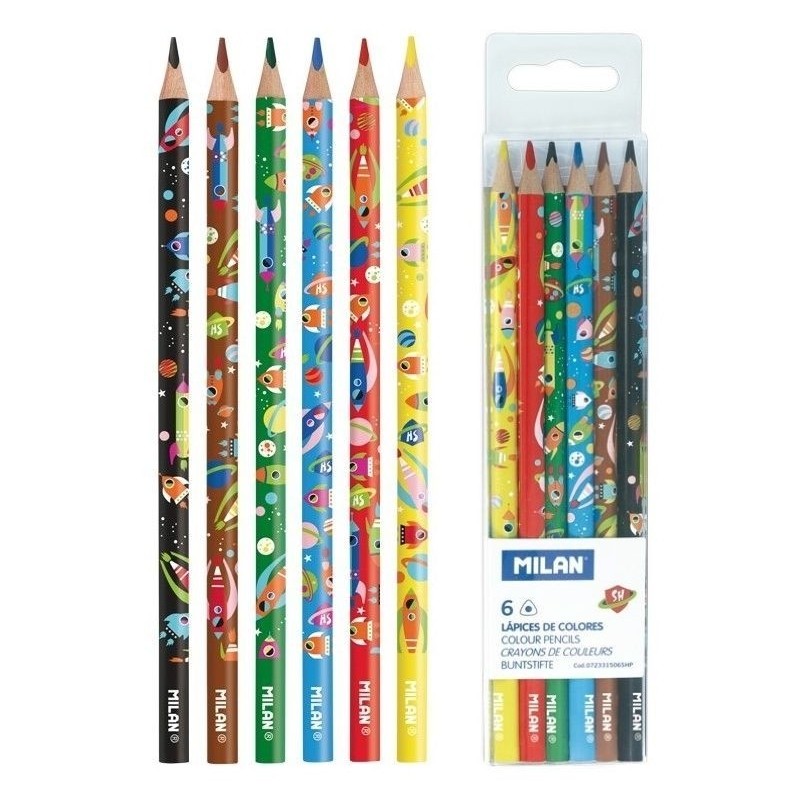 MILAN PENCILS COLOR 6 ||  الوان خشبيه مثلثه 6 لون ماركة ميلان