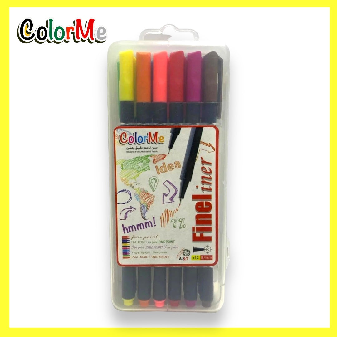 A&T Color Me Fineliner Colored Pens 12 Colors || الوان أطلس ضعيفة ملونة للخرائط كولور مي 12 لون⁩