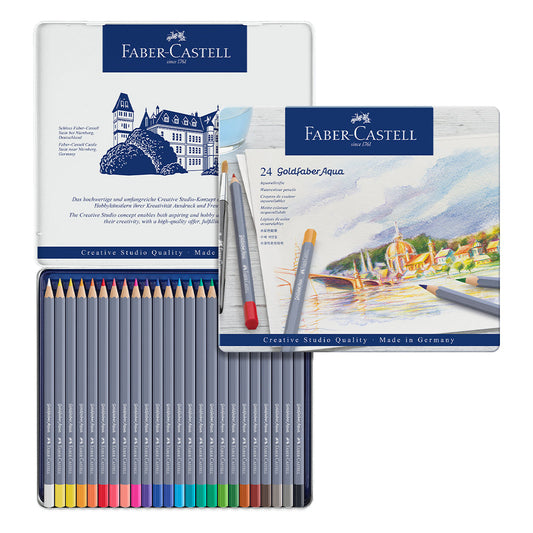Faber Castell Goldfaber Aqua Watercolour Pencil Set of 24 || الوان خشبية فيبر كاستل قولد فيبر اكوا مائيه 24 لون