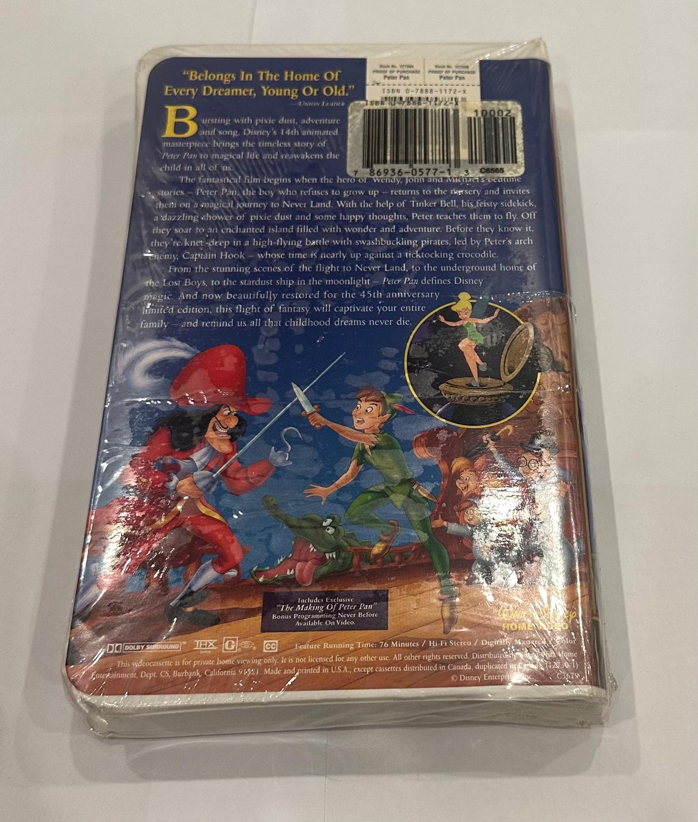 Disney VHS Tape Peter Pan Materpiece
