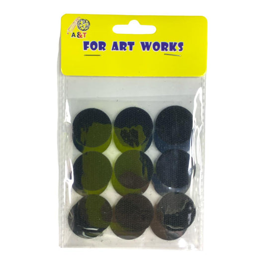 A&T Black Circular Velcro Large Size || عاشق و معشوق لون اسود دائري كبير اي اند تي