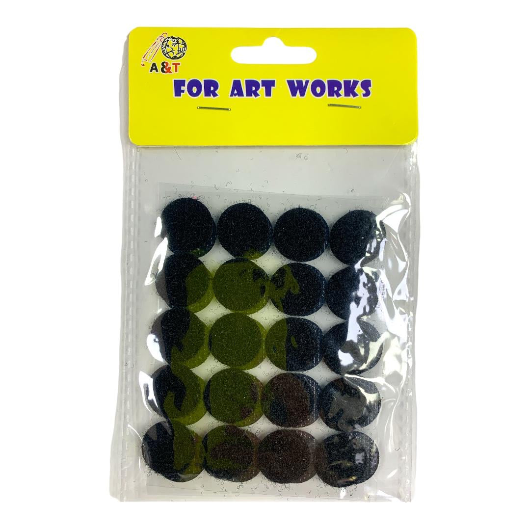 A&T Black Circular Velcro Small Size || عاشق و معشوق لون اسود دائري صغير اي اند تي