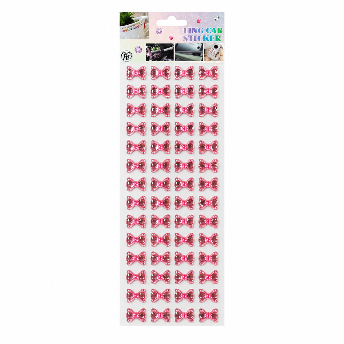 Crystal Sticker Sheet - Bows - Pink || ورقة ستيكر كريستال - فيونكات - وردي