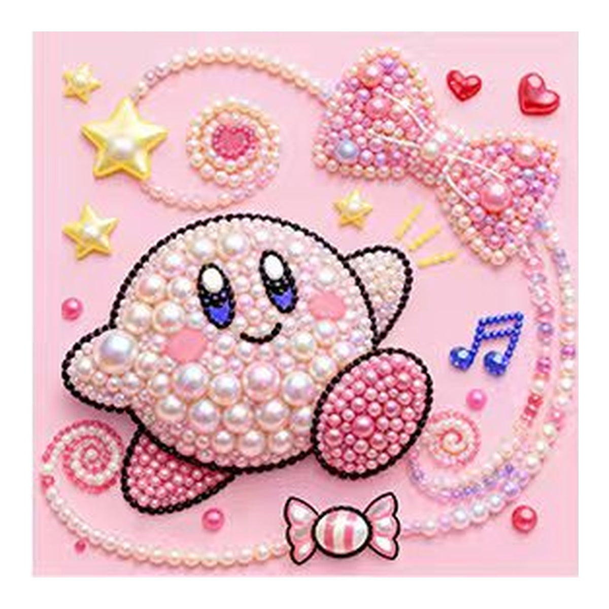 DIY Rhinestone Canvas Activity 25 x 25 cm - Kirby || نشاط تزيين كانفاس بالأحجار اللامعة 25 × 25 سم - كيربي - Completed design example