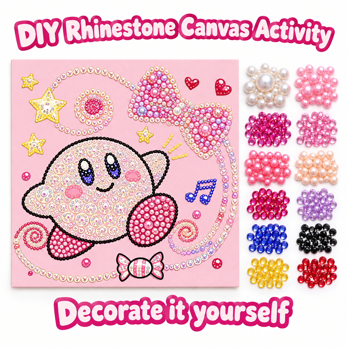 DIY Rhinestone Canvas Activity 25 x 25 cm - Kirby || نشاط تزيين كانفاس بالأحجار اللامعة 25 × 25 سم - كيربي
