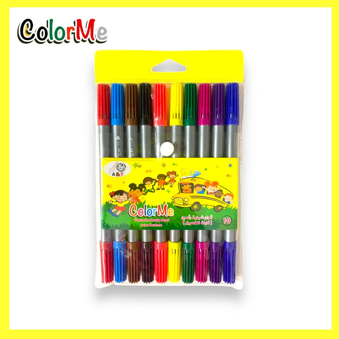 A&T Color Me Washable Double Head Color Markers 10 Pieces || الوان شينية كولور مي براسين