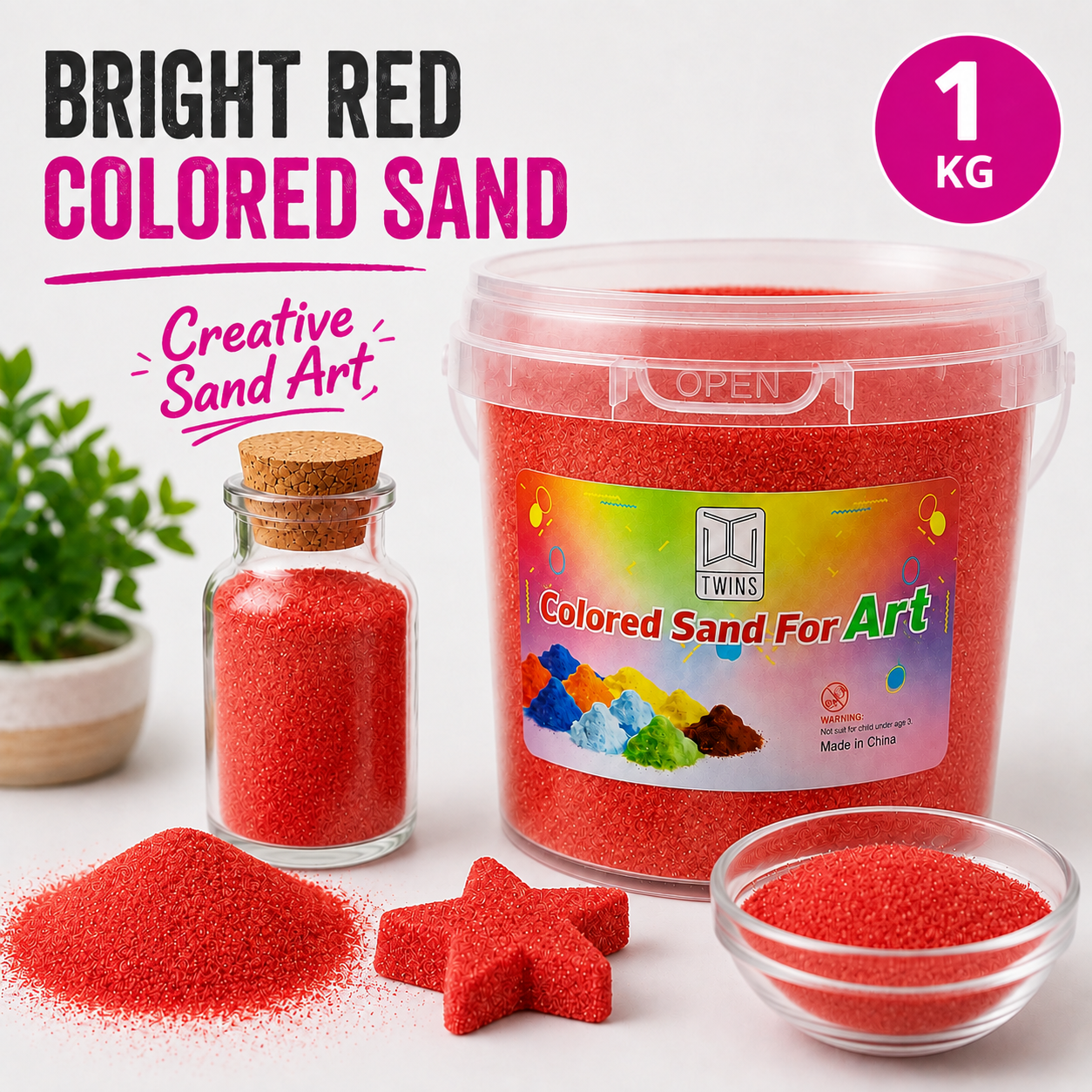 Twins Colored Sand 1 Kilo Red || رمل ملون توينز 1 كيلو أحمر