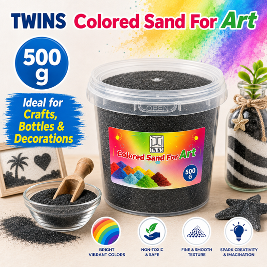 Twins Colored Sand 500g Black || رمل ملون توينز 500 جرام اسود