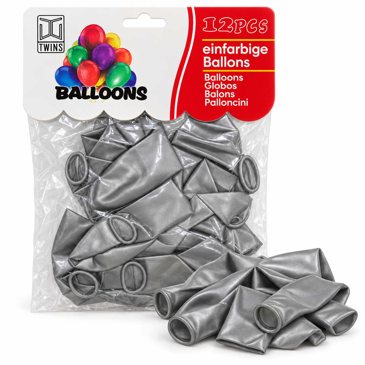 TWINS Silver Balloons 12 Pcs || بالونات توينز فضي 12 حبة