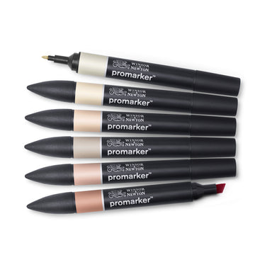Winsor and Newton Promarker Skin Tone 6 Colors || الوان ماركرز درجات البشرة ونسر اند نيوتن ٦ لون