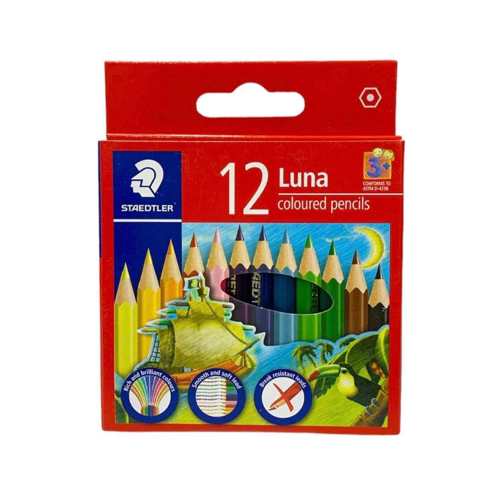 Staedtler Luna 12 Short Colored Pencils || الوان خشبية قصيرة ١٢ لون ستدلر الاصدار الاحمر