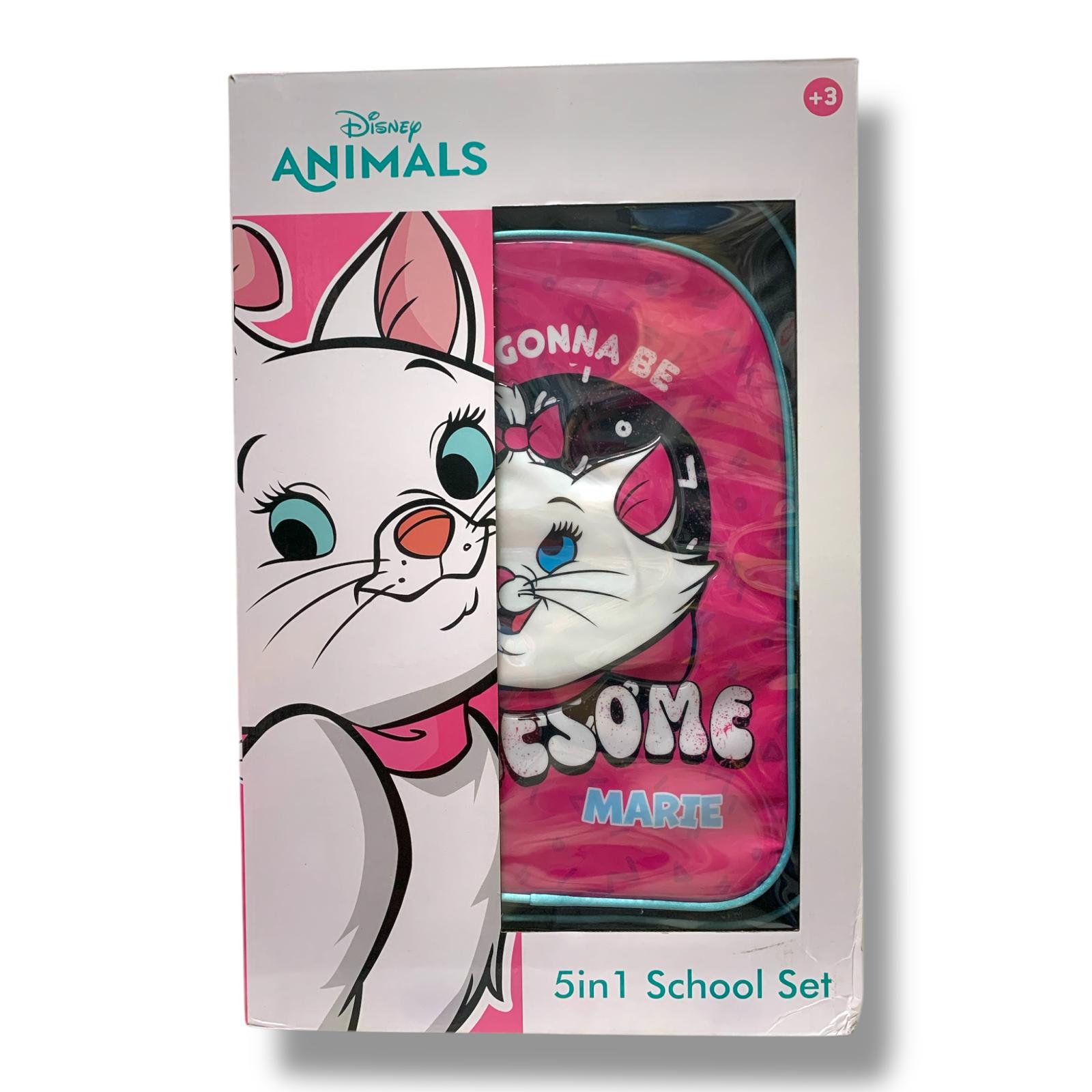 Aristocats 5 in 1 School Set 18" Trolley Bag Lunch Bag Pencil Case Lunch Box Water Bottle  || بوكس العودة للمدرسة 5 قطع جنطة ترولي كبيرة 18 انش شنطة اكل مقلمة لانش بوكس مطارة ماء القطط