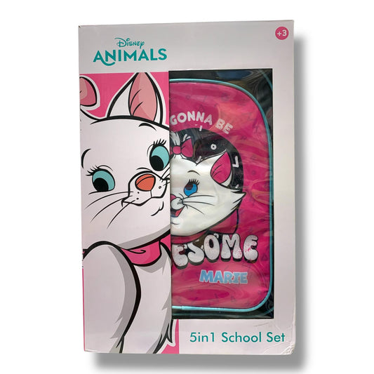 Aristocats 5 in 1 School Set 18" Trolley Bag Lunch Bag Pencil Case Lunch Box Water Bottle  || بوكس العودة للمدرسة 5 قطع جنطة ترولي كبيرة 18 انش شنطة اكل مقلمة لانش بوكس مطارة ماء القطط