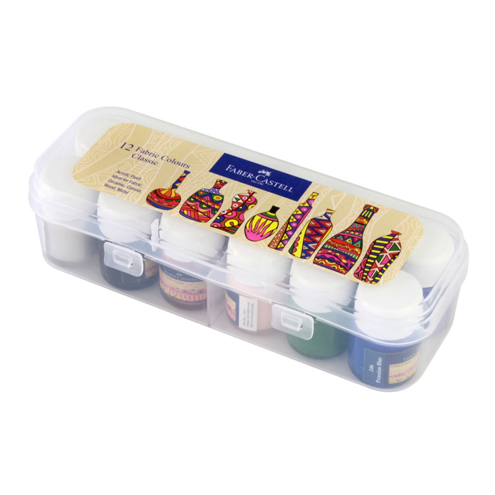 Faber Castell Fabric and Acrylic Set 12 Colors || الوان اكريليك قماش فيبر كاستل 12 لون