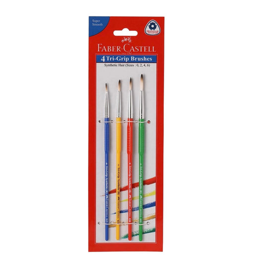 Faber Castell 4 Tri Grip Brushes (Round) || مجموعة 4 فرش رسم دائرية بقبضة ثلاثية فيبر كاستل