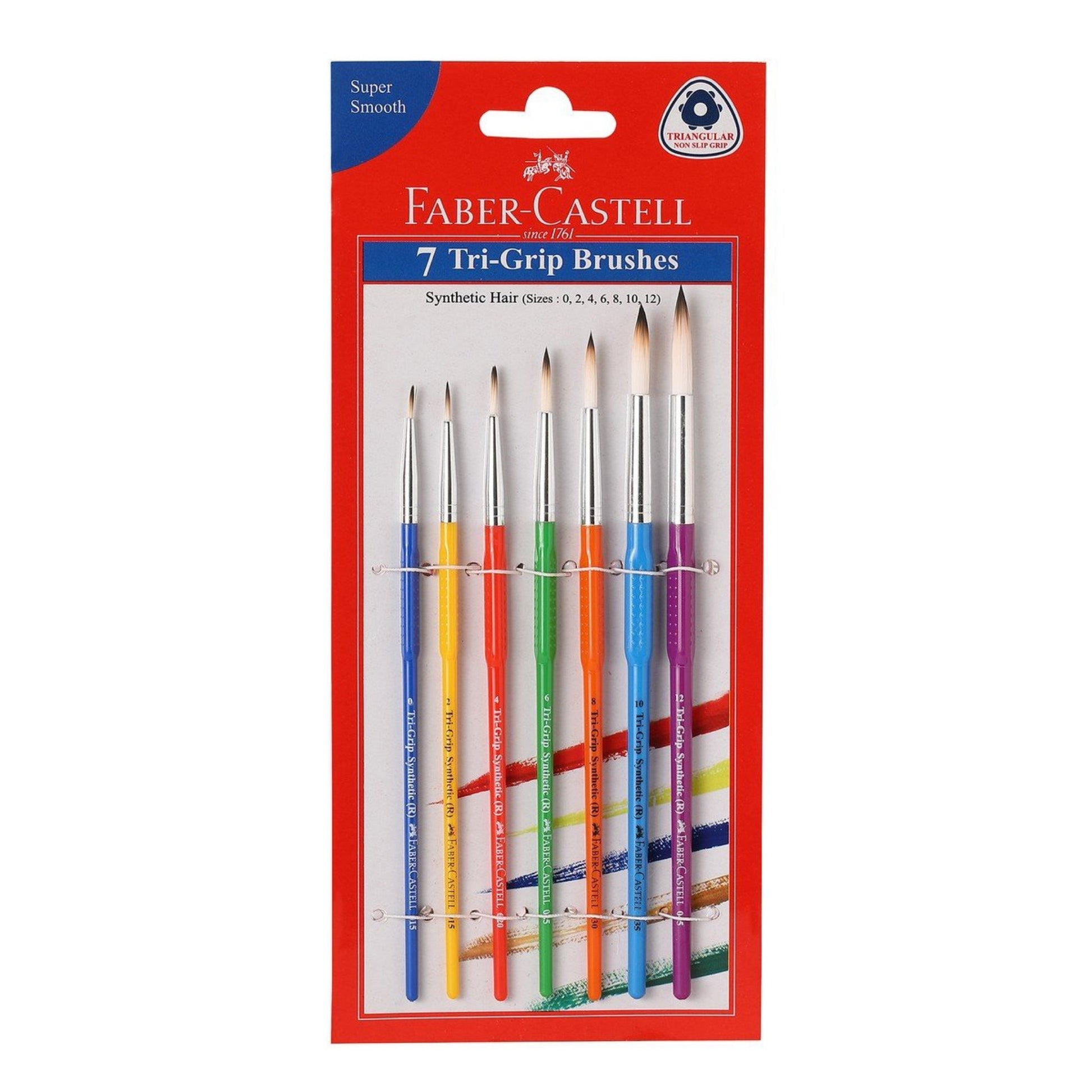 Faber Castell Tri Grip Paint Brushes, Round, Pack of 7 || فايبر كاستل - فرش طلاء ثلاثية القبضة ، مستديرة ، عبوة من  فرش7