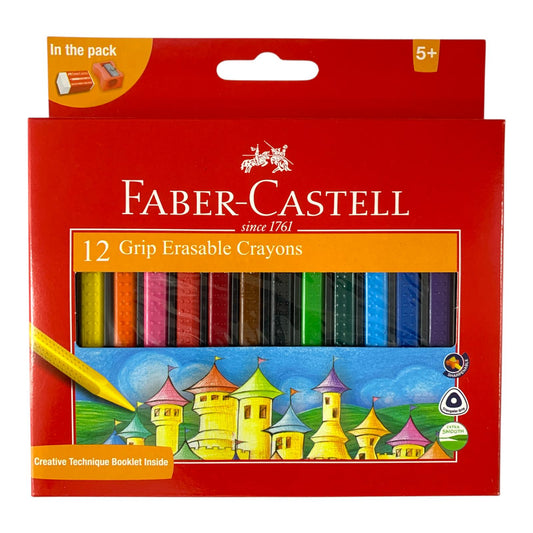 Faber Castell 12 Grip Erasable Crayons || الوان شمعية ماسحة 12 لون فيبر كاسنل
