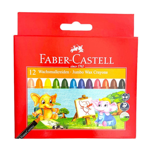 Faber Castell Jumbo Wax Crayons 12 Colors || الوان شمعية فيبر كاستل ١٢ لون
