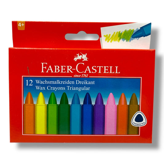 Faber Castell Triangular Wax Crayons 12 Colors || الوان شمعية فيبر كاستل ١٢ لون