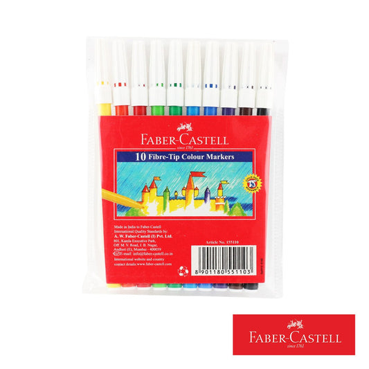 Faber Castell 10 Colored Markers || أقلام تلوين فيبر كاستل، 10 ألوان