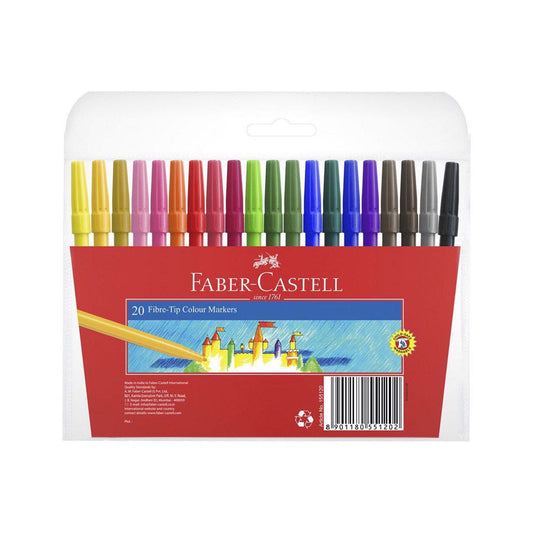 Faber Castell 20 Colored Markers Felt Tip || أقلام تلوين فيبر كاستل برأس لباد، 20 لونًا