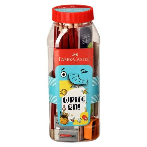 Faber Castell Write On Kit Pencil, Lineal Ruler, Eraser And Sharpener 26 PCS || باكيج  قرطاسية فيبر كاستل ٢٦ قطعة