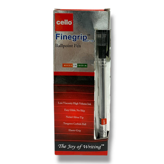Cello Finger Grip Soft Tip Ball Point Pens 12 Pcs Black || اقلام حبر سيلو فنجر جريب راس ناعم 12 قلم لون اسود
